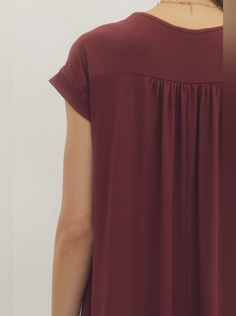 🆕 Entro Solid jersey knit V-neck round hem maxi dress - Picture 7 of 7